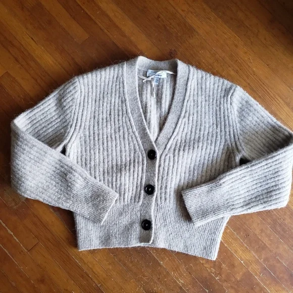 SOLD & Other Stories alpaca wool blend cardigan in oatmeal (S) - Picture 4 of 7